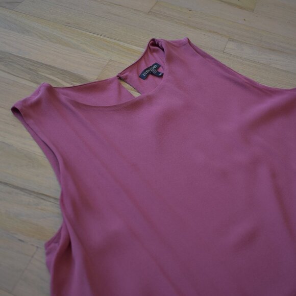 Eileen Fisher 100% Silk Rosewood Jewel Neck - Picture 3 of 10